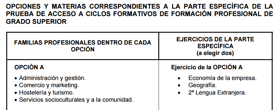 OPCIONES ACCESO GRADO SUPERIOR
