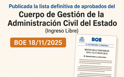 Publicada la lista definitiva de aprobados del Cuerpo de Gestión de la Administración Civil del Estado (Ingreso Libre)