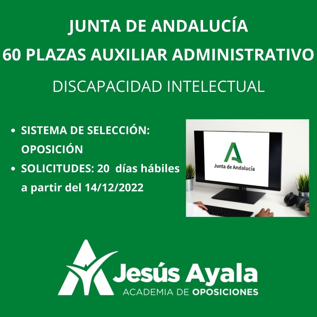 JUNTA DE ANDALUCÍA 60 PLAZAS DE AUXILIAR ADMINISTRATIVO